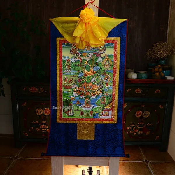 61x37cm Thangka Buddha Hanging Picture Tibetan Gold-plated Printed Decorative Painting Interior/Temple Buddha Offering  Supplies (复制) (复制)