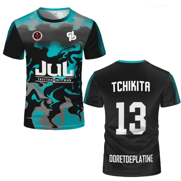 New Summer Maillot JUL Jersey Tchikita Youth Fast Drying 3D Printed T-shirt Men's and Women's Fashionable Loose T-shirt