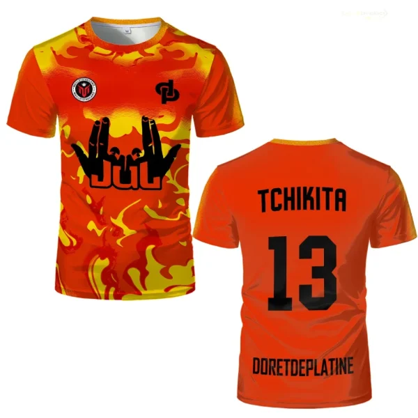 New Summer Maillot JUL Jersey Tchikita Youth Fast Drying 3D Printed T-shirt Men's and Women's Fashionable Loose T-shirt