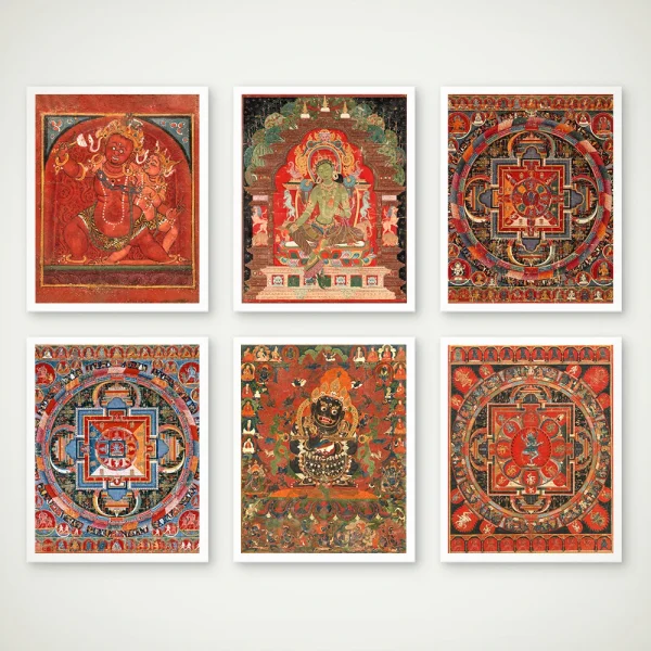 Vintage Tibetan Buddhist Thangka and Mandala Art Prints Abstract Posters Kalachakra Buddhism Wall Pictures Living Room Decor (复制)