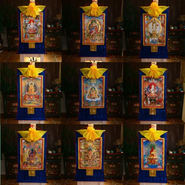 61x37cm Thangka Buddha Hanging Picture Tibetan Gold-plated Printed Decorative Painting Interior/Temple Buddha Offering  Supplies (复制) (复制)