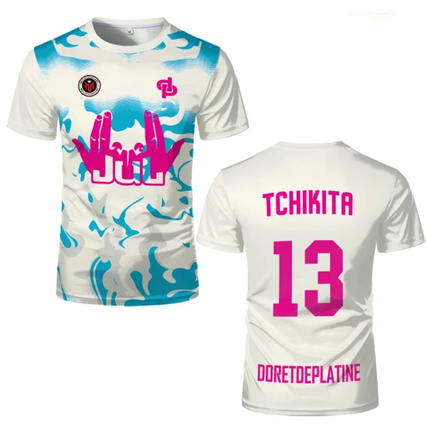 New Summer Maillot JUL Jersey Tchikita Youth Fast Drying 3D Printed T-shirt Men's and Women's Fashionable Loose T-shirt