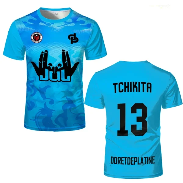 New Summer Maillot JUL Jersey Tchikita Youth Fast Drying 3D Printed T-shirt Men's and Women's Fashionable Loose T-shirt