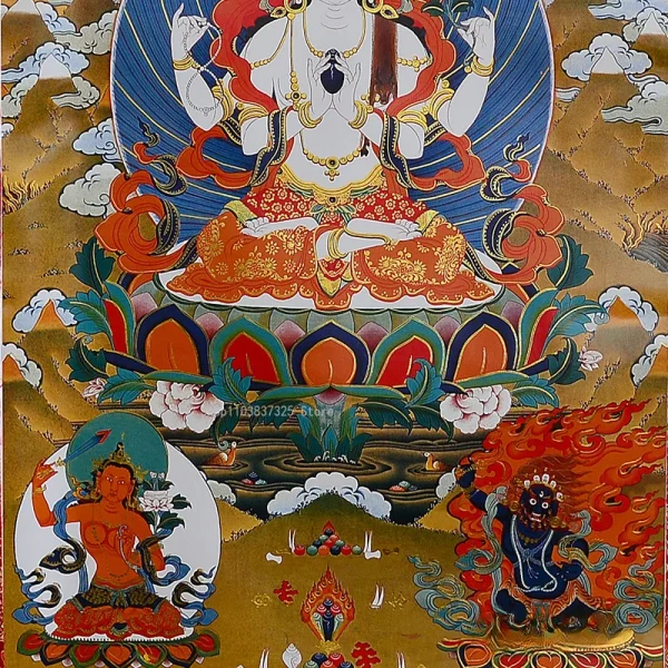 61x37cm Thangka Buddha Hanging Picture Tibetan Gold-plated Printed Decorative Painting Interior/Temple Buddha Offering  Supplies (复制) (复制)