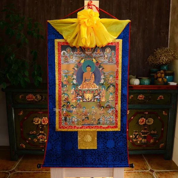 61x37cm Thangka Buddha Hanging Picture Tibetan Gold-plated Printed Decorative Painting Interior/Temple Buddha Offering  Supplies (复制) (复制)