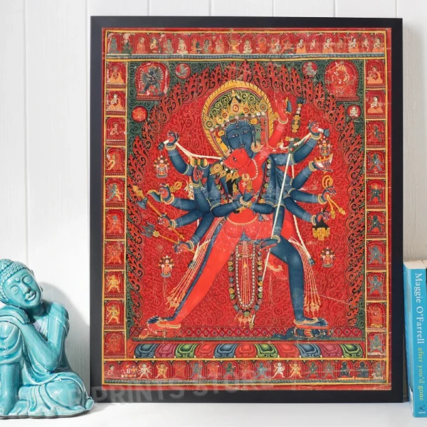 Vintage Tibetan Buddhist Thangka and Mandala Art Prints Abstract Posters Kalachakra Buddhism Wall Pictures Living Room Decor (复制)