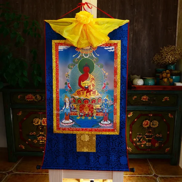 61x37cm Thangka Buddha Hanging Picture Tibetan Gold-plated Printed Decorative Painting Interior/Temple Buddha Offering  Supplies (复制) (复制)